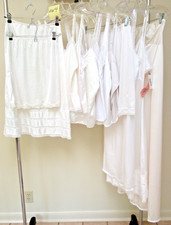 12 Pc *ALL WHITE* Lingerie Camisoles Full Dress & Half Slips Lot Vtg &ndash; Mod aw4