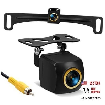 Backup Camera, License Plate Backup Camera for car,AHD 1080P Black + Gold Ring