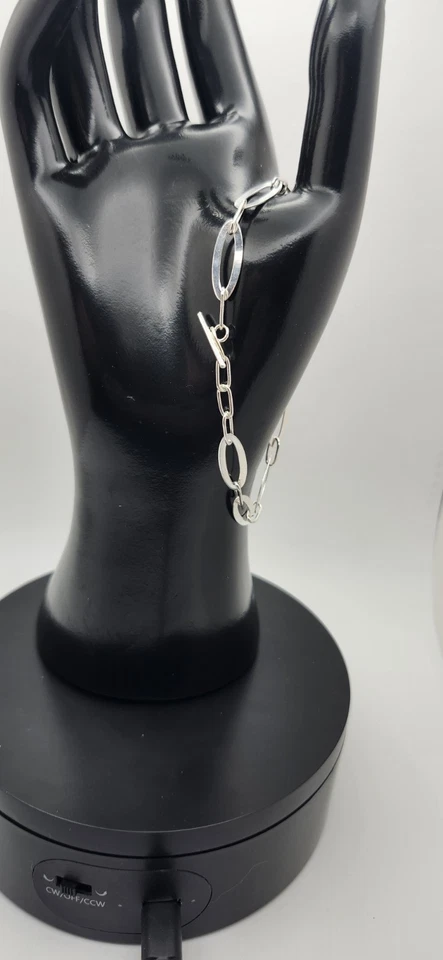Pulsera de plata de ley/925 óvelos de 7,5 pulgadas de largo Foto 3 de 3