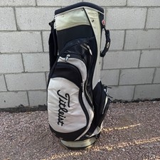 Titleist Golf Cart Bag 14-Way Dividers 8 Pockets Black White w/ Rain Hood