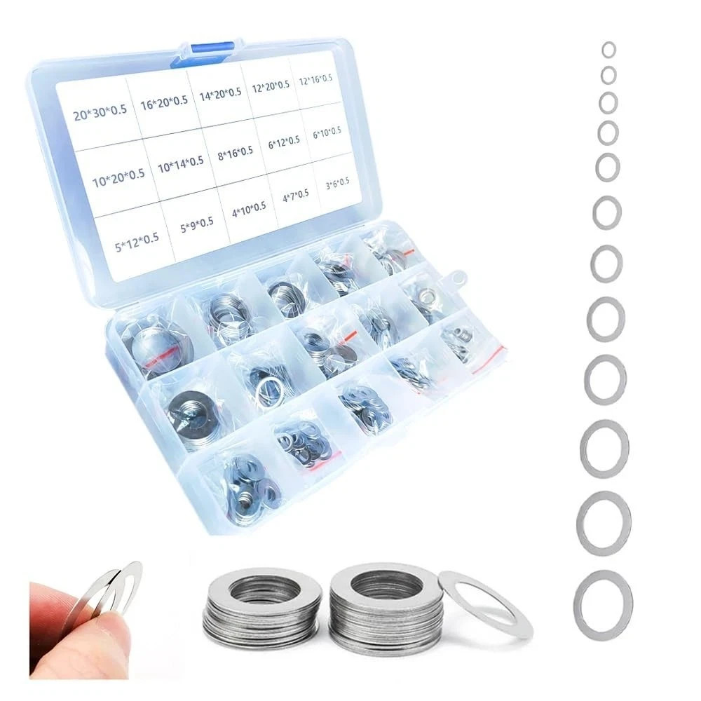 320PCS Flat Washer Assortment Kit M3-M20 304 Stainless Steel Shim Gasket Set