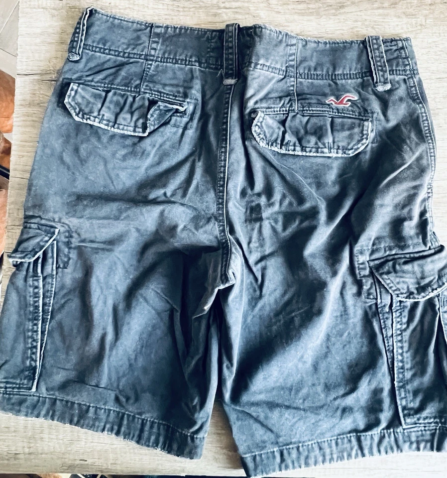 Hollister Cargo Shorts Mens 31 Navy Blue Zip Fly Great Fabric - Photo 2/4