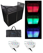 Rockville ROCKBOOTH XL Outdoor Backyard Party DJ Booth Facade 2 Scrims 2 Lights