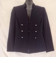 Tahari Arthur S Levine Size 8 Jacket Career Black Long Sleeve Buttons Classic