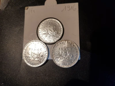 UNE X 1 franc argent - Semeuse de Roty - 1916 SUP au choix voir photo - Photo 1/4