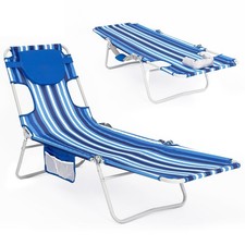 WEJOY Folding Tanning Chair with Face Hole, 5 Positions Face Down Beach Loun...