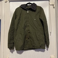 Bench Khaki Green Parka Style Coat Size Medium With Fleece Neck Lining