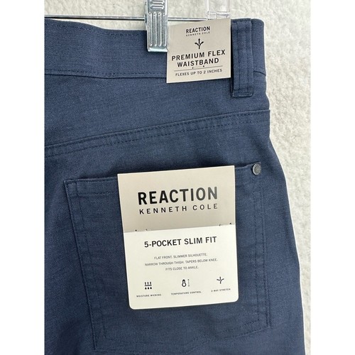Kenneth Cole Reaction, Men's Slim-Fit Techni-Cole Pants, Indigo, 34Wx30L - Picture 6 of 10