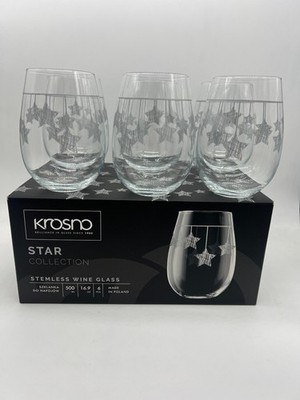 Krosno Star Gläser für Weißwein ohne Stiel mit silbernem Stern 6er Set 500ml