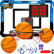 Indoor Basketball Hoop for Kids Adults Mini Door Hoop with Scorer Blue