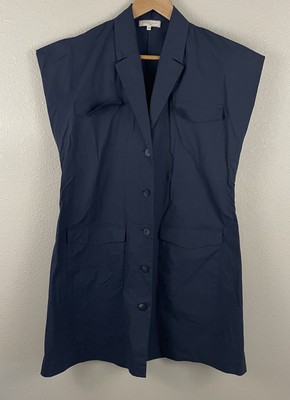 Antonelli Firenze Italy Womens 46 Navy Kako Cap Sleeve Mini Dress Missing Belt