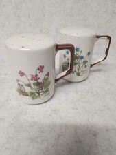 Vintage Salz und Pfeffer Streuer mit Griff Blumen Motiv Midwinter? Violet Wood