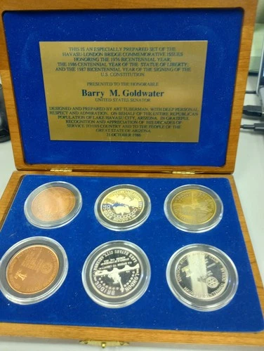 One of a Kind, London Bridge Lake Havasu Medal set presented to Barry Goldwater