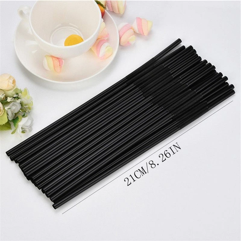 100pcs Lots Disposable Plastic Straw Plastic Drinking Straws Party Decor Black - Image 3 of 4