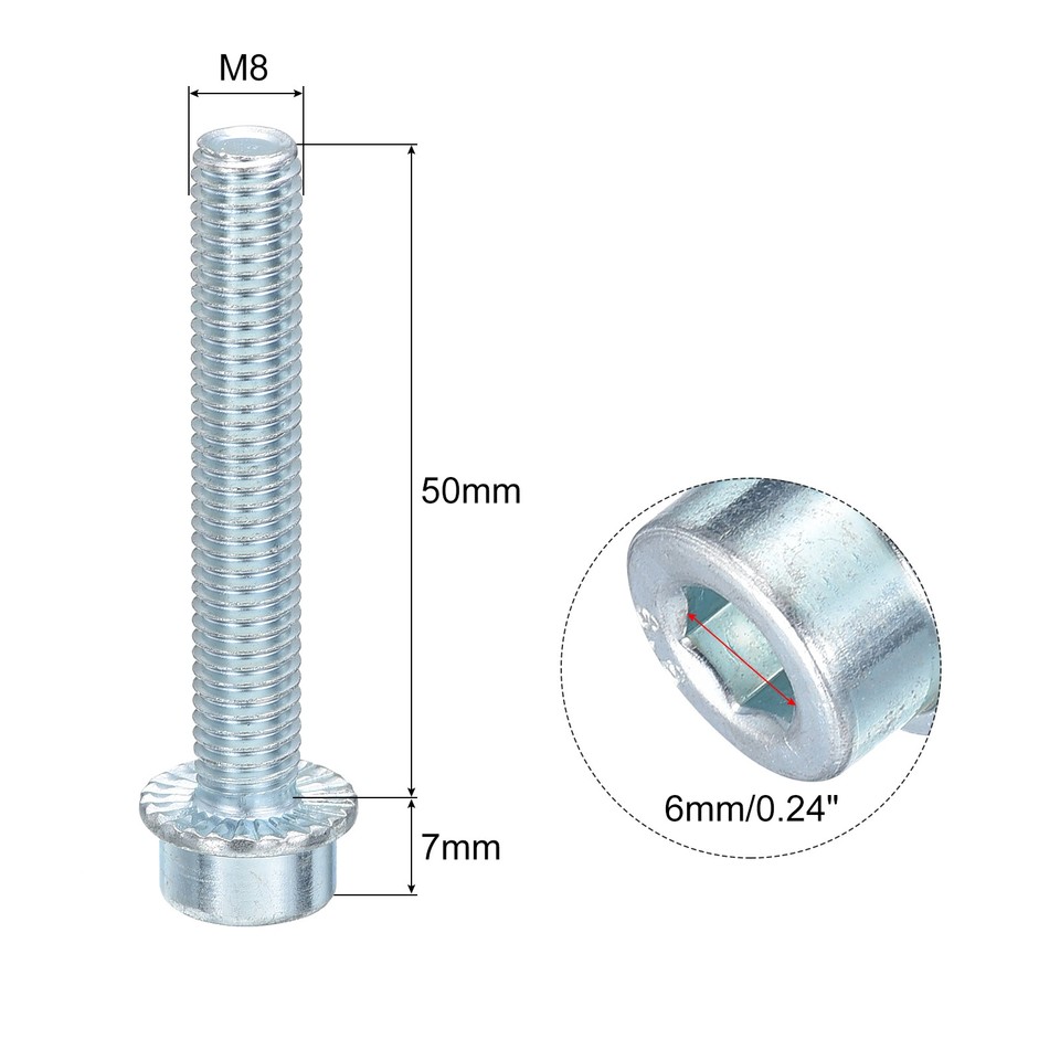 Sourcing Map M4x8mm Flanged Socket Head Cap Screws, 20pcs 8.8 Grade - View #4