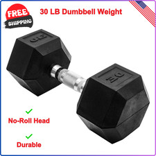 CAP Barbell Coated Hex Dumbbell Weight 30 lbs - Single, Hex-shaped No-Roll Head
