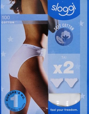 2 x Sloggi 100 H Tai (Doppelpack) Slip Weiß 0003/03 Baumwolle Taillenslip NEU