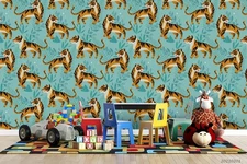 3D Tiger Plant Pattern Self-adhesive Removeable Wallpaper Wall Mural