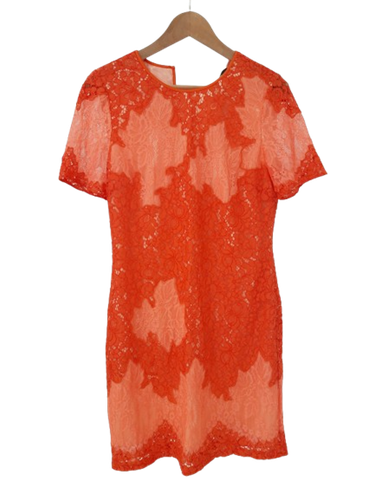 KAREN MILLEN Ladies UK 12 Orange Lace Detail Occasion Wear Dress New With Defect