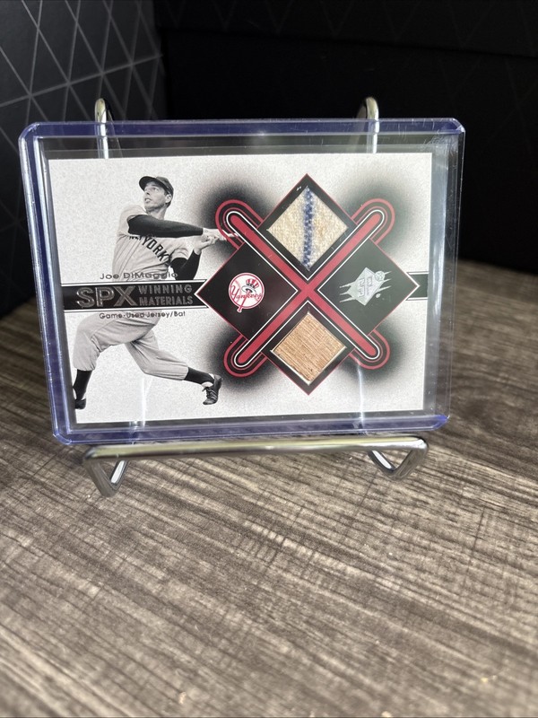 2001 Upper Deck SPX JOE DIMAGGIO HOF PATCH jersey bat GAME USED dual Yankees