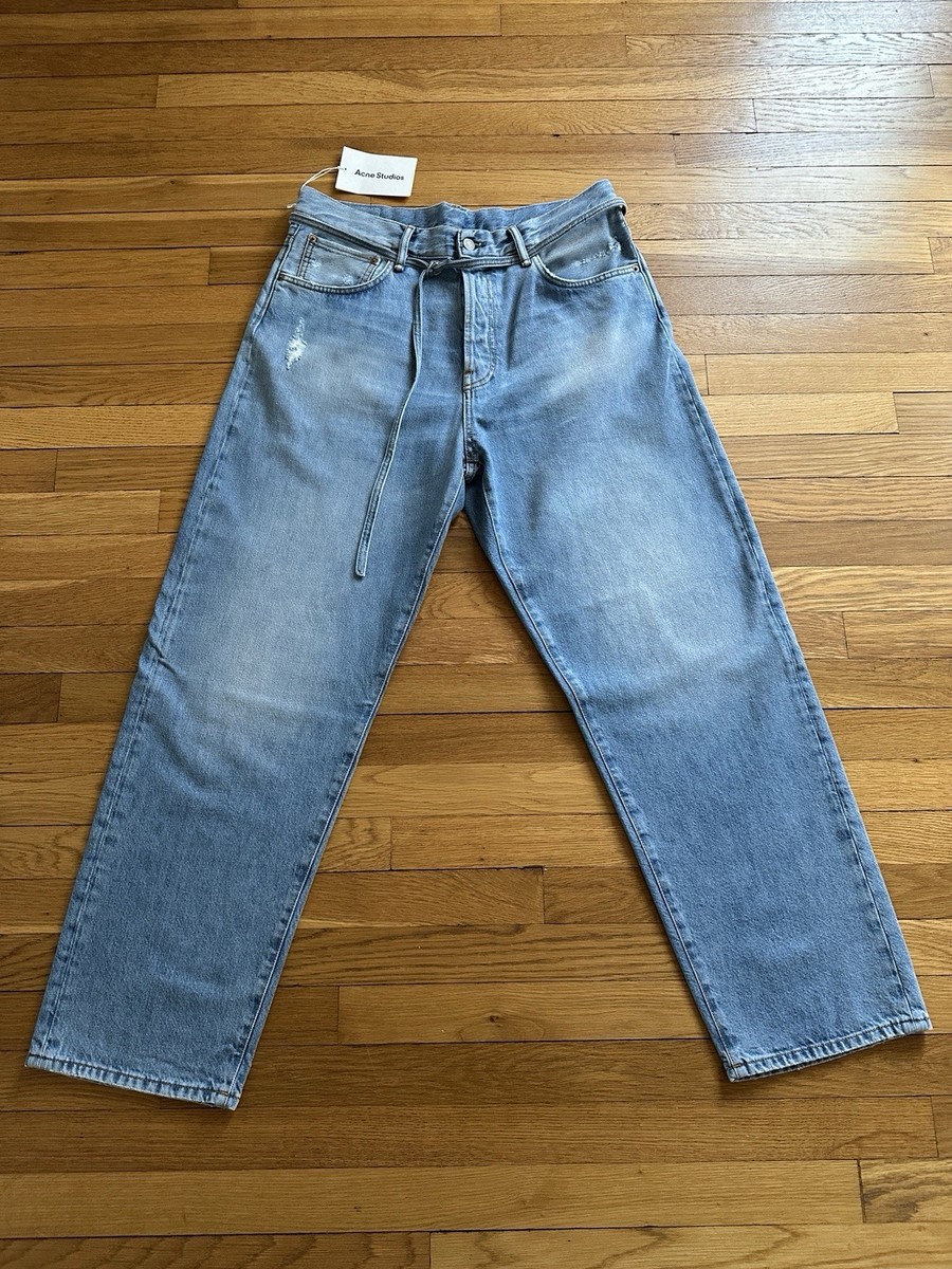 Acne Studios 1991 TOJ Light Blue Distressed Loose Fit Cotton Denim