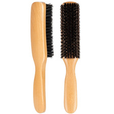 Slick Back Hair Brush for Women Men Kid, Natural Soft/Medium Boar Bristle Hair B
