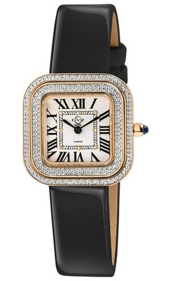 Gv2 By Gevril Women's 12131 Bellagio Swiss Mvmnt Diamond Black Leather Watch