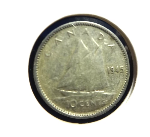 Canada 1945   .800 % Silver 10 Cents  👀