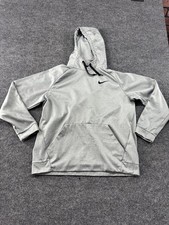 Nike Hoodie Youth XL Gray Dri-FIT Pullover Fleece Swoosh Kangaroo Pocket Running