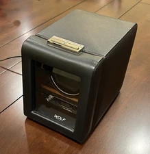 Wolf Roadster Single Watch Winder - Black & Wood Inlay