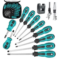Magnetic Screwdriver Set 10 PCS,5 Phillips and 5 Flat Head Precision 10pc-green