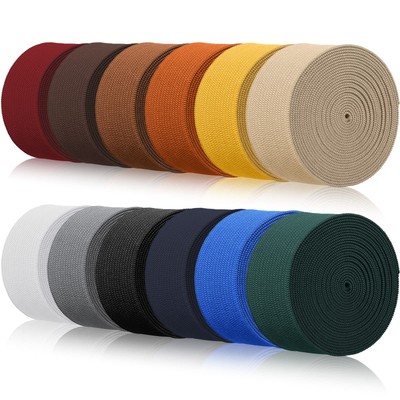 Elastic Bands 12 Rolls Dark Colors Heavy-Duty Knit Cord 1 Inch x 2.2 Yard