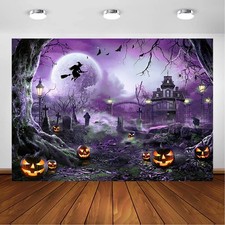 Avezano 7x5ft Purple Halloween Backdrop Spooky Photography 7x5ft,