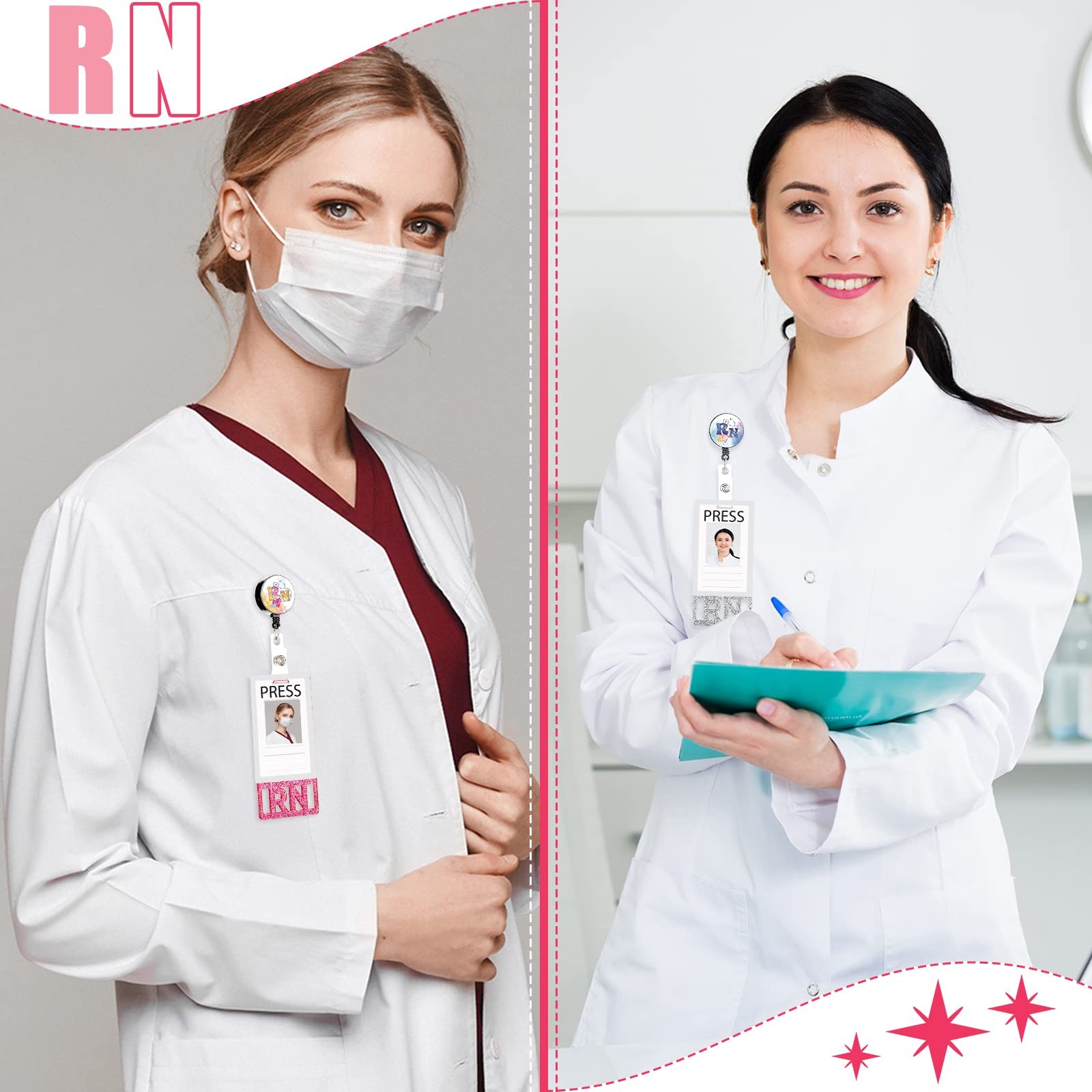 как выглядит 10 Pcs Registered Nurse Glitter RN Badge Nursing RN Badge Tag RN Accessories ... фото
