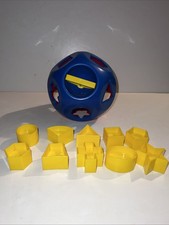 Tupperware Shape O Ball Sorter Toy Complete Number 10 Shapes Blue Yellow GUC