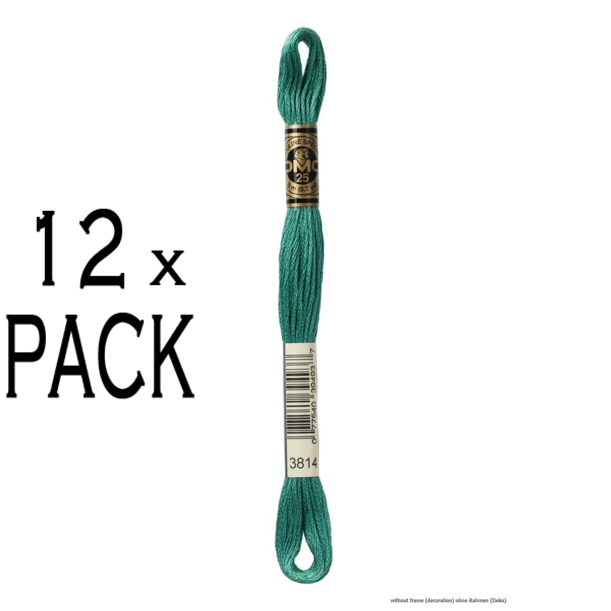 12x DMC Embroidery thread Mouline Special 117MC -3814, 6 stranded, 8m