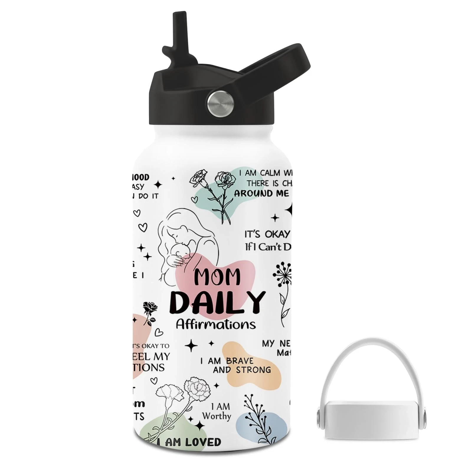 Mom Gifts for Boy, 25oz Mom Water Bottle with 2 Lid & Straw - Moms Daily Stai...