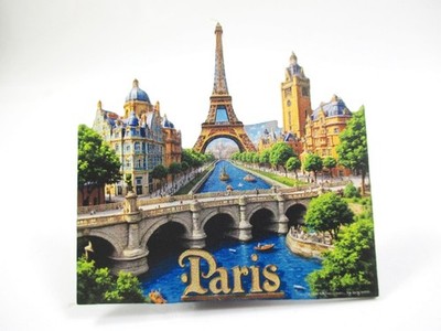 Paris Foto Magnet Acryl Souvenir Frankreich Eiffelturm Seine Brücke (te41 )