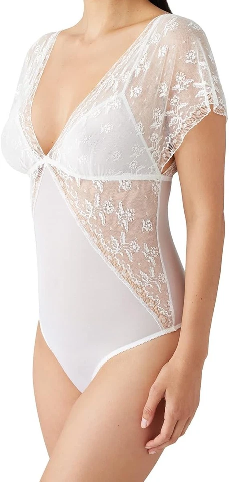 Body Wacoal Para Mujer Levantado en Lujo Manga Alineada Malla Encaje, Garceta, Grande Foto 2 de 4