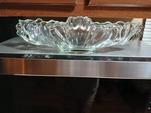 Vintage Jeanette Glass Banana Boat- Gondola Pattern Clear Fruit Bowl