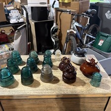 15 Vintage Glass/porcelain  Insulators  By Va...