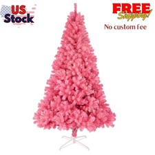 6 FT Artificial Christmas Tree 1000 PVC Branch Tips Sturdy Iron Base Unlit, Pink