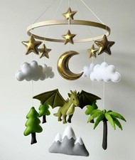 Dragon Baby Mobile Handmade Personalized Hanging Mobile Crib Hang Mobile Felt An