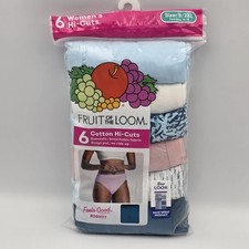 Fruit of the Loom Women's 6pk Hi-Cut Cotton Underwear Size 9/2XL