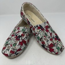 TOMS Slip-On Flats Women Size 7 Belmont Holiday Sweater Dogs