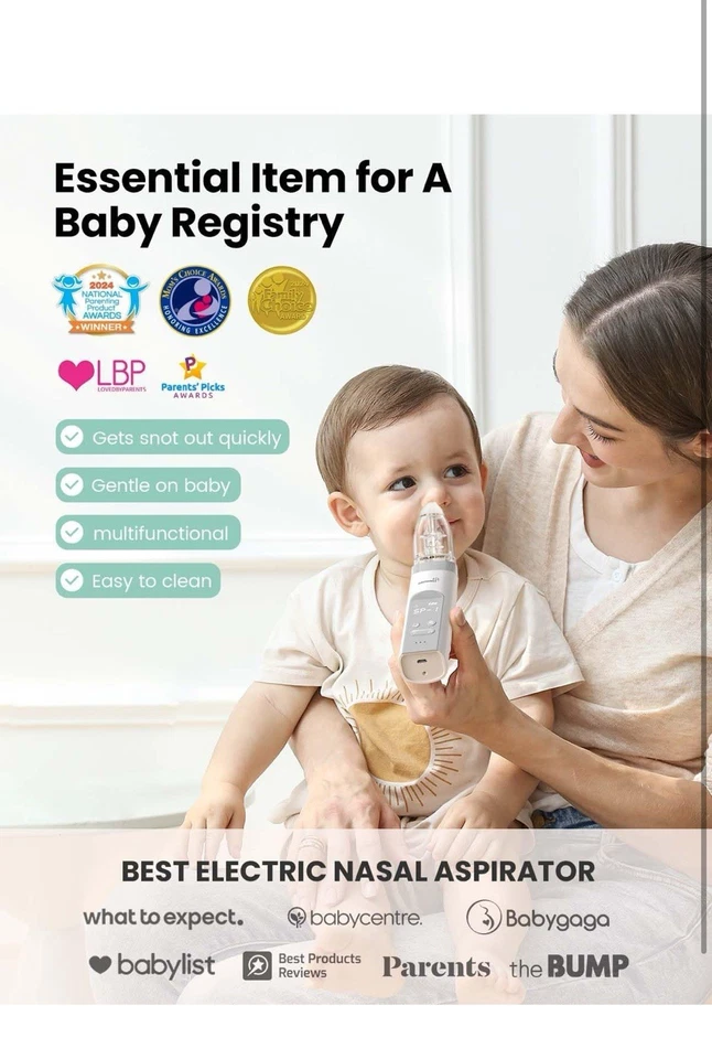GROWNSY Aspirador Nasal para Bebé, Aspirador Eléctrico para Nariz para Niño Pequeño, Nariz de Bebé Foto 2 de 4