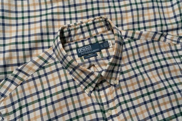 Men Polo Ralph Lauren Shirt Beige Cotton 42 / XL /