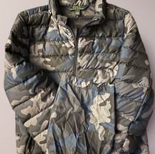 Polo Ralph Lauren Boys Camouflage Puffer Jacket Gray Blue Size 7 Hooded
