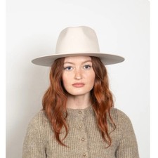 Abercrombie Fitch Panama Wool Wide Wyeth Shea Hat Western resort Putty color