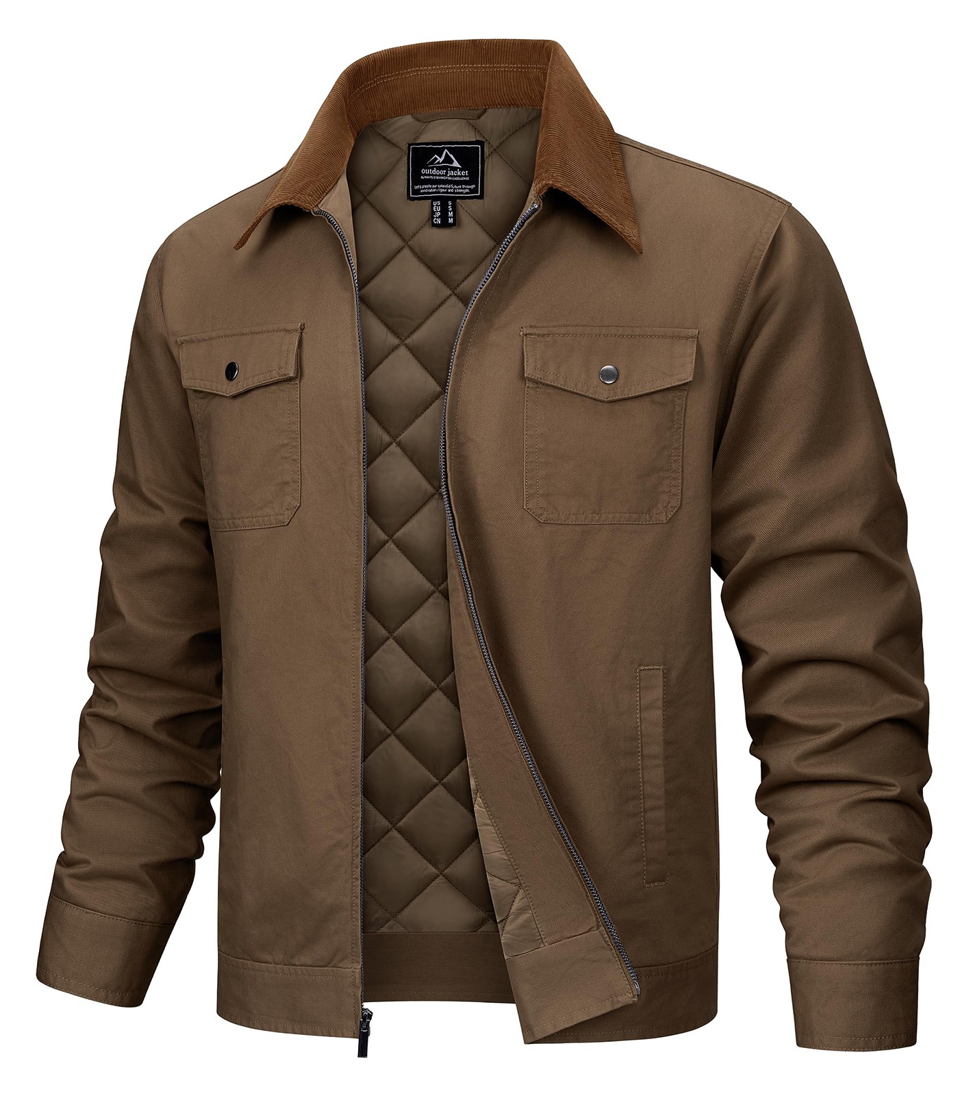 Mens Casual Quilted Cotton Jacket Cargo Corduroy Collar Jackets Work Fall Jacket 9790₽